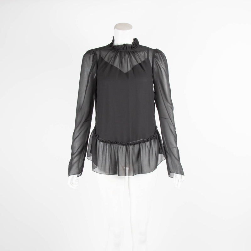 See By Chloe Black Mesh Blouse