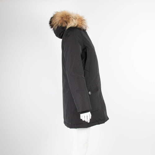 Woolrich Black Parka with Fur Trim Collar