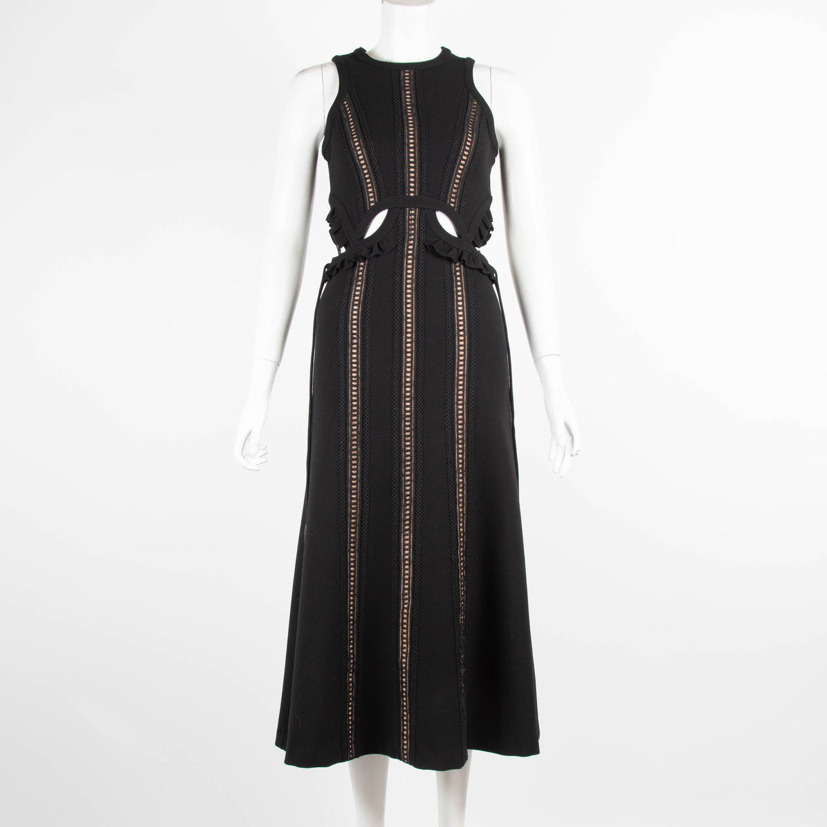 Self Portrait Black Lace Detail Sleeveless Midi Dress