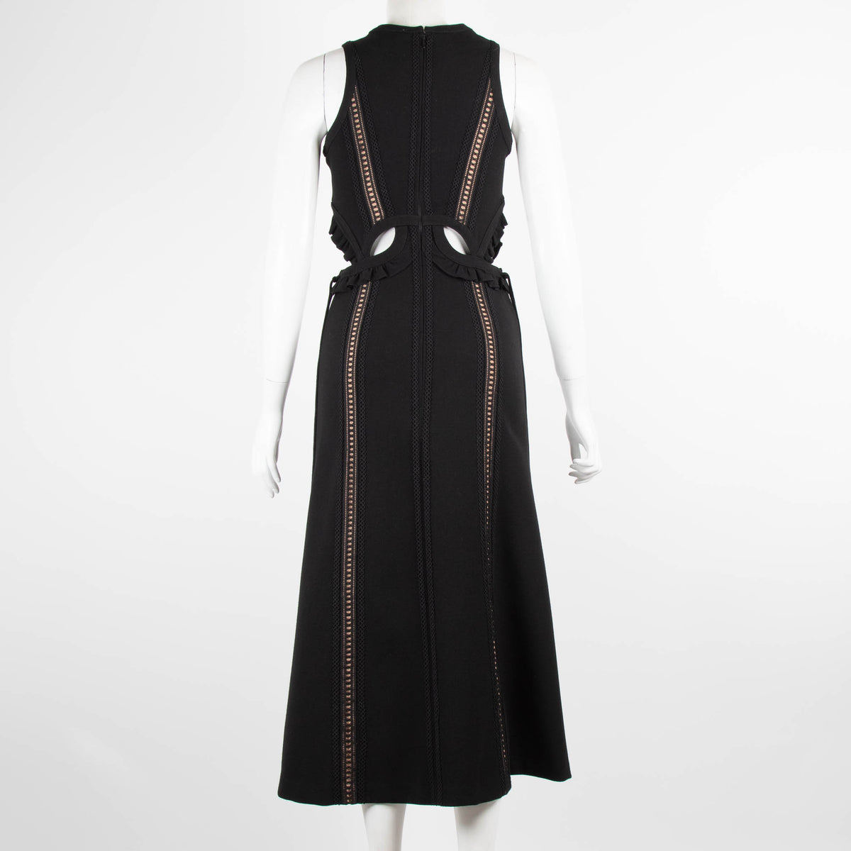 Self Portrait Black Lace Detail Sleeveless Midi Dress
