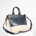 Victoria Beckham Cream and Navy Leather Handbag