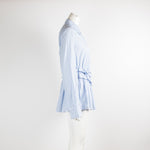 Victoria by Victoria Beckham Blue Ruched Waist Stripe Shirt