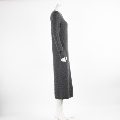 Chanel Grey Cashmere Blend Knit With Button Detail Dress