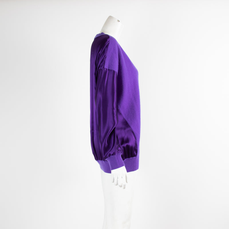 Amanda Wakeley Purple Silk and Cashmere V Neck Jumper