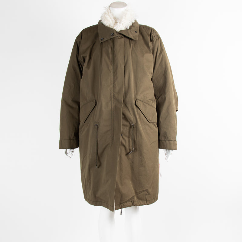 YS Army Khaki Cream Fur Trim Parka