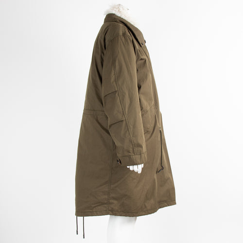 YS Army Khaki Cream Fur Trim Parka