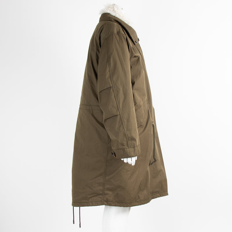 YS Army Khaki Cream Fur Trim Parka