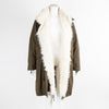 YS Army Khaki Cream Fur Trim Parka