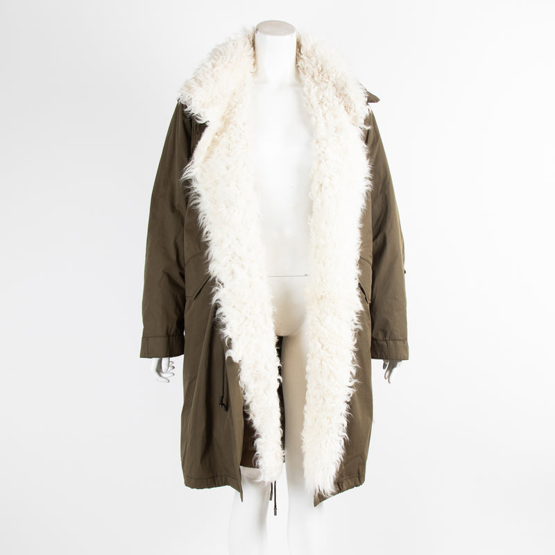 YS Army Khaki Cream Fur Trim Parka
