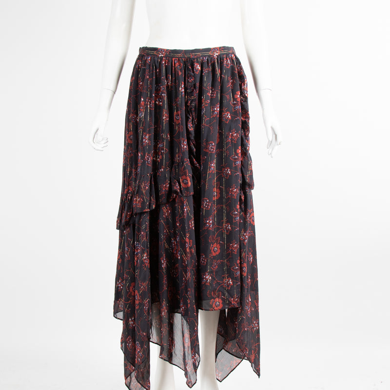 Ulla Johnson Black And Red Floral Maxi Skirt