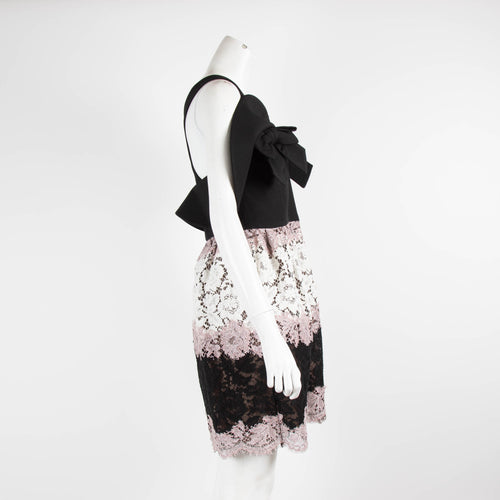 Valentino Black With Pink And White Lace Dress