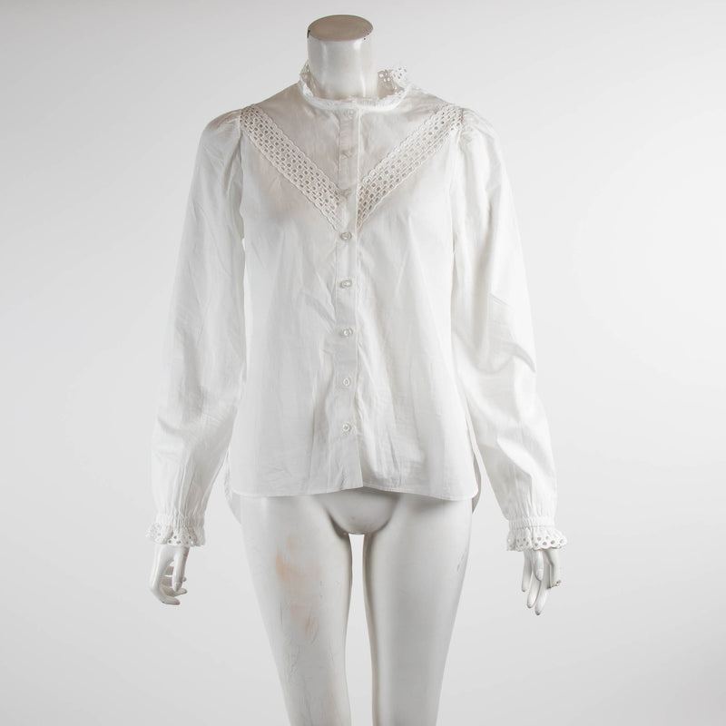 Me and Em White Broderie Anglaise Frill Shirt