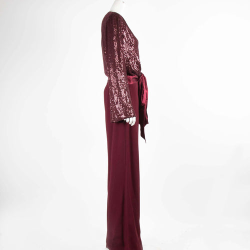 Jenny Packham Burgundy Trousers And Sequin Wrap Top