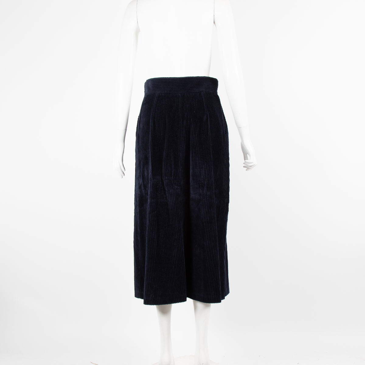 Tara Jarmon Navy Cord Button Up Skirt