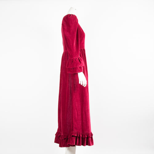 Seraphina Red Velvet Dress with Frills