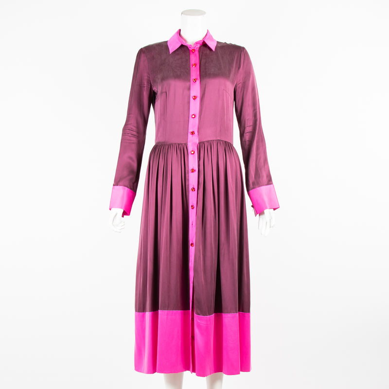 House of Holland Burgundy and Pink Silk Dress