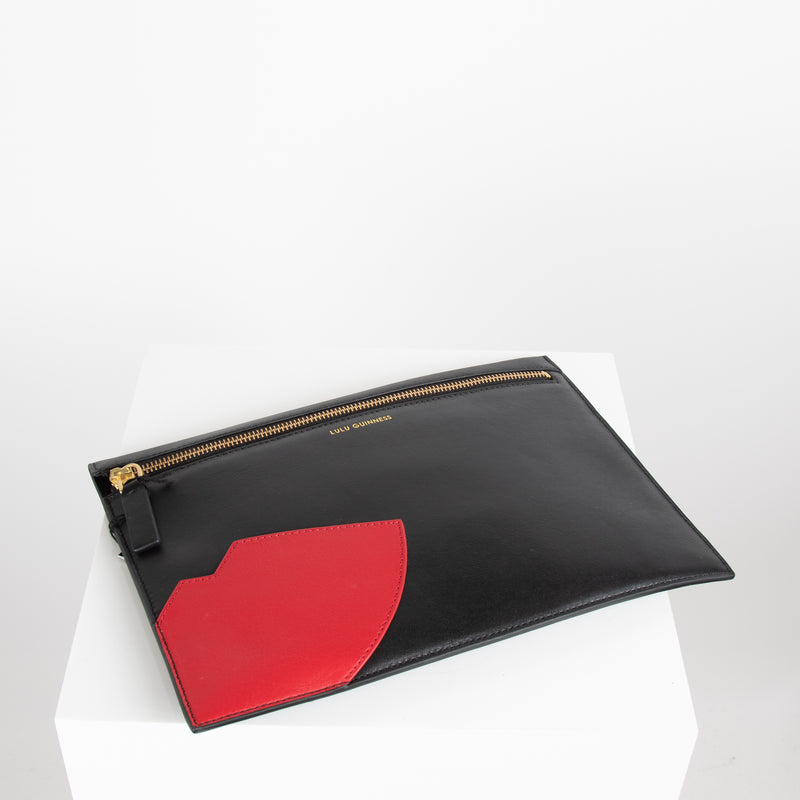 Lulu Guinness Black Lip Detail Clutch