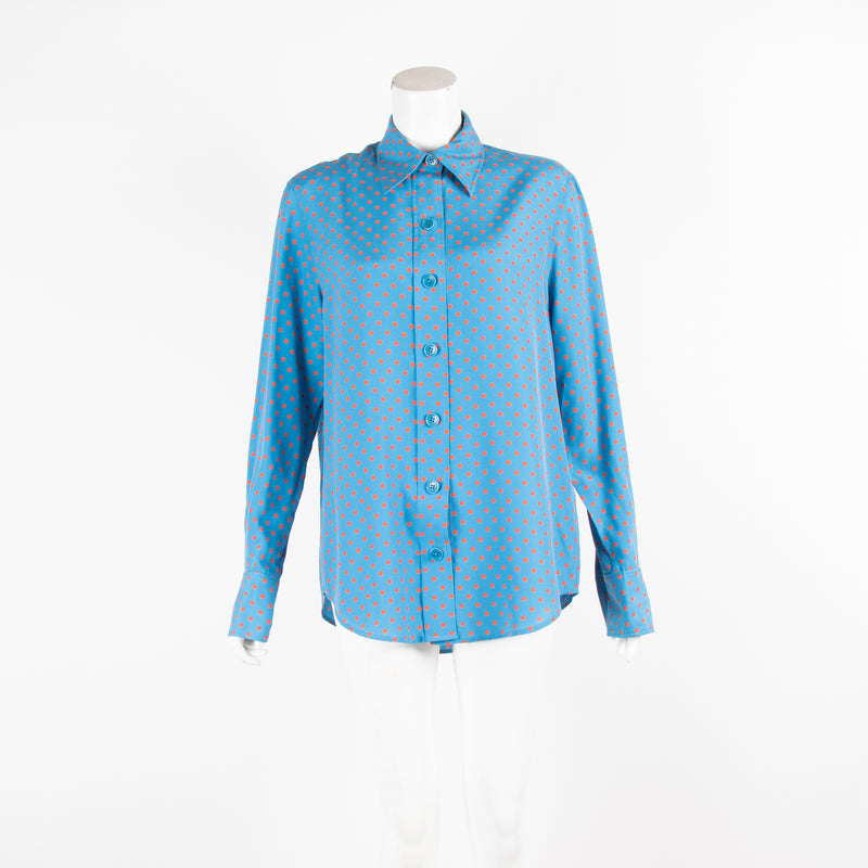 Joseph Blue Shirt With Orange Polka Dots