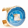 YSL Gold Blue Stone Hand Cuff