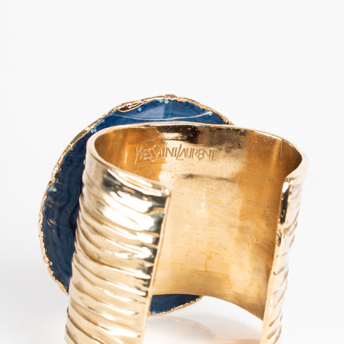 YSL Gold Blue Stone Hand Cuff