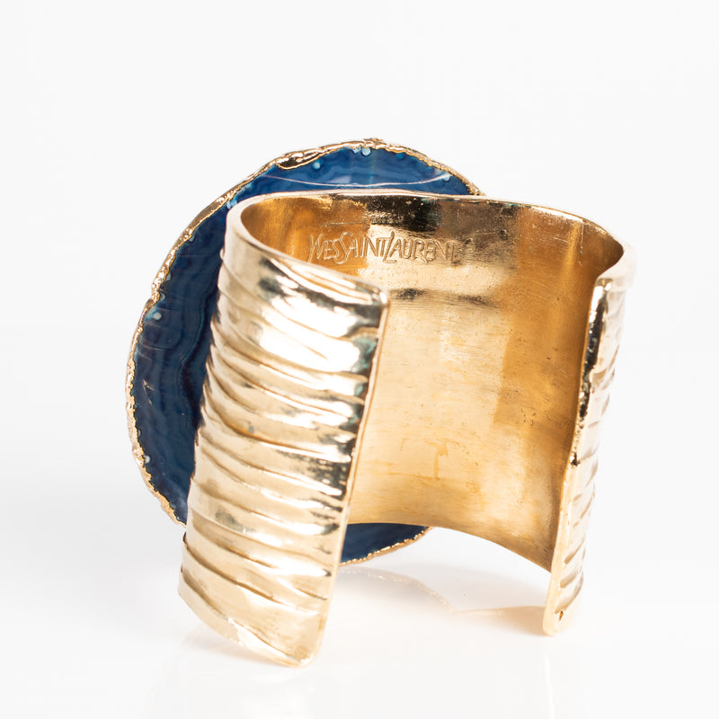 YSL Gold Blue Stone Hand Cuff