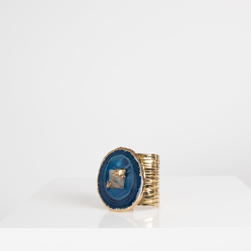 YSL Gold Blue Stone Hand Cuff