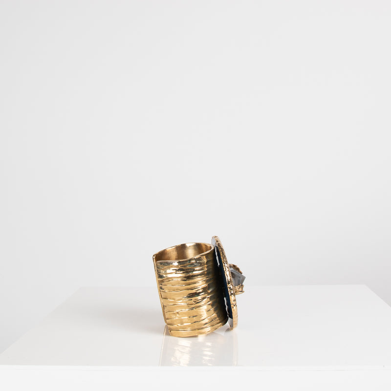 YSL Gold Blue Stone Hand Cuff