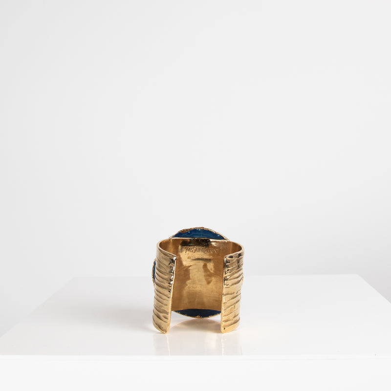 YSL Gold Blue Stone Hand Cuff