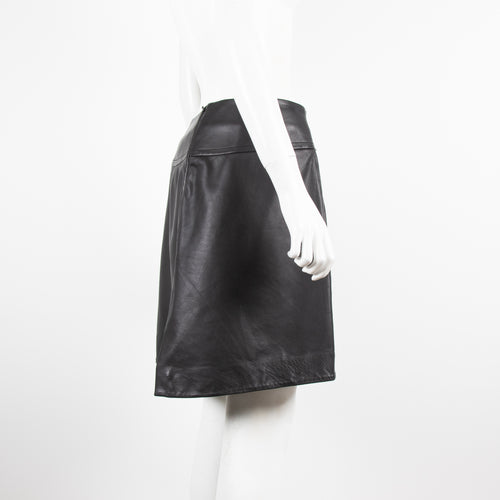 Theyskens' Theory Black Leather Mini Skirt