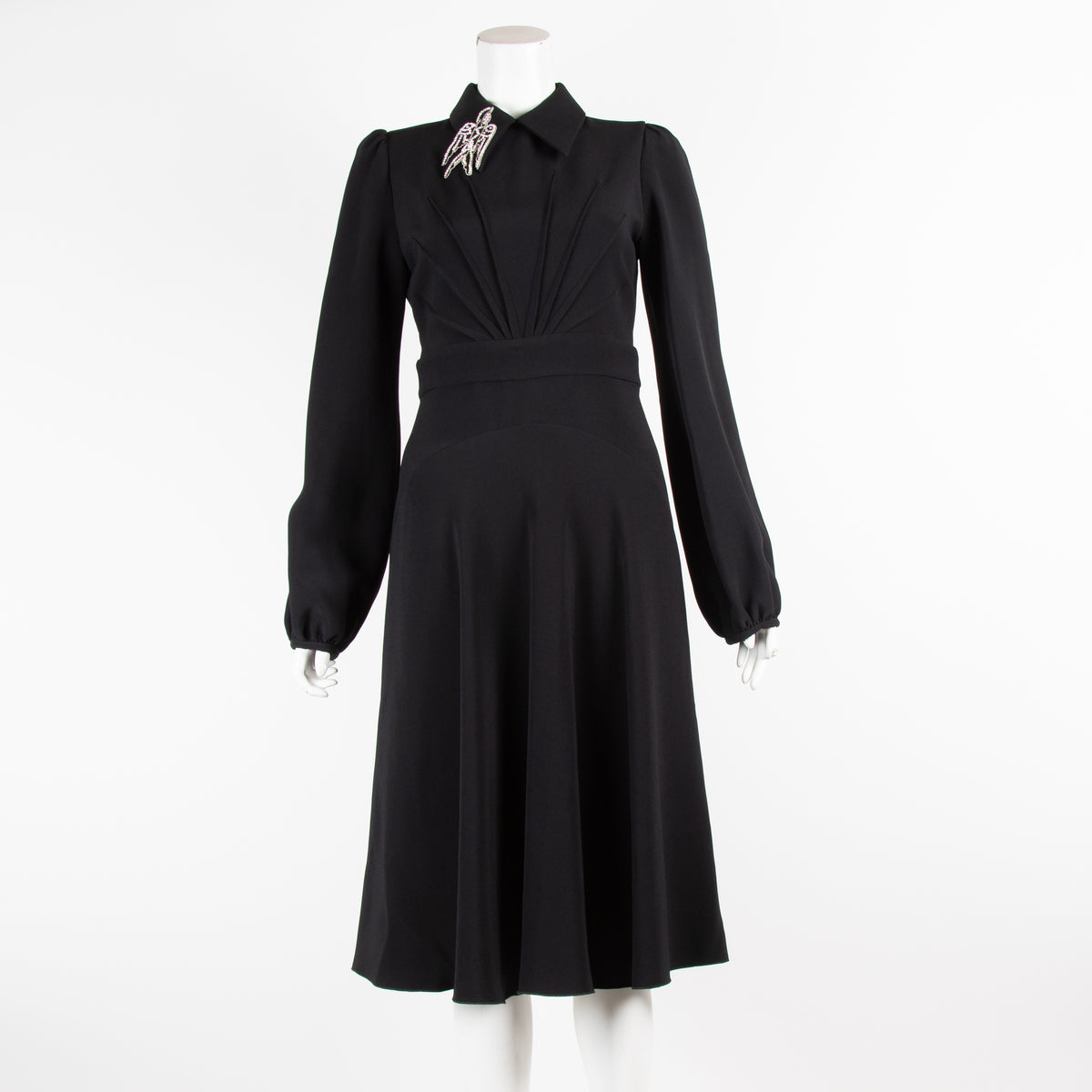 No.21  Black Silver Embellished Long Sleeve Dress