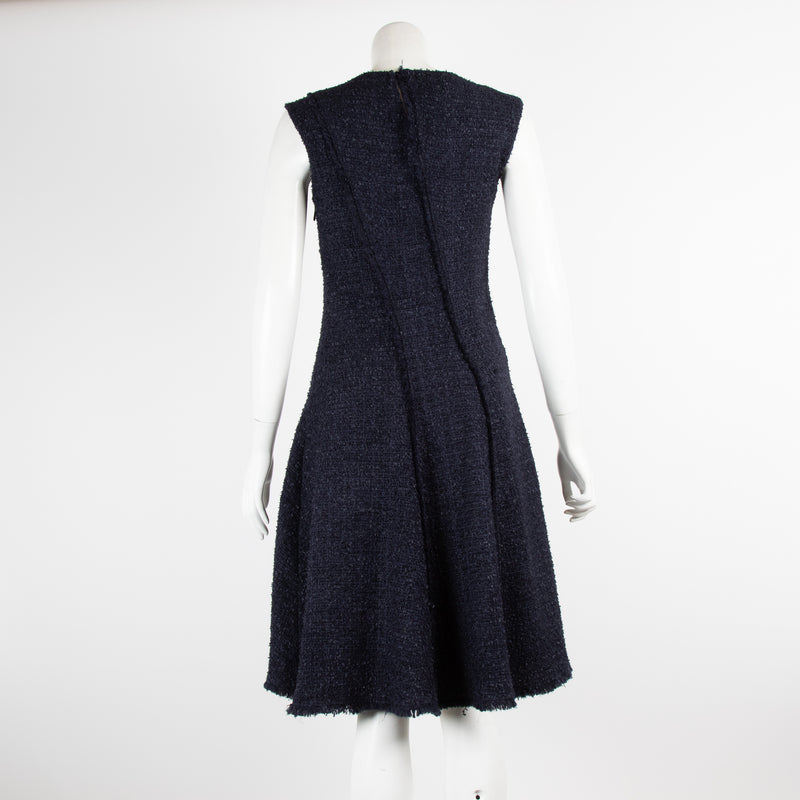 Carolina Herrera Navy Pearl Button Dress With Jacket