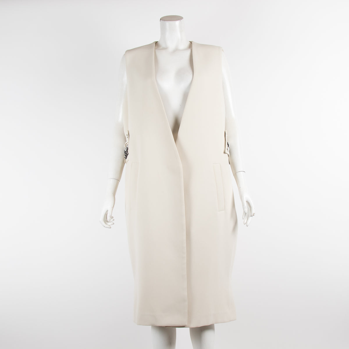 By Malene Birger Cream Embellished Sleeveless Coat