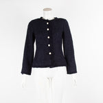 Carolina Herrera Navy Pearl Button Dress With Jacket