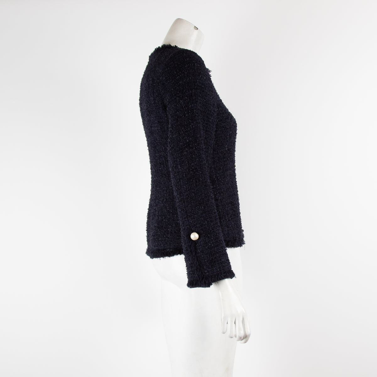 Carolina Herrera Navy Pearl Button Dress With Jacket