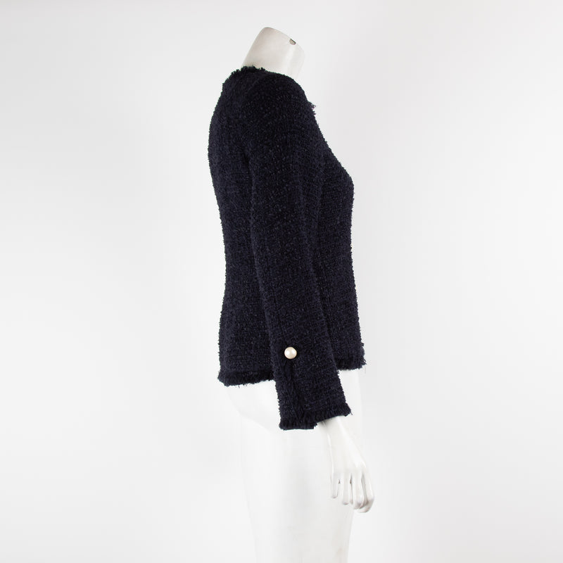 Carolina Herrera Navy Pearl Button Dress With Jacket