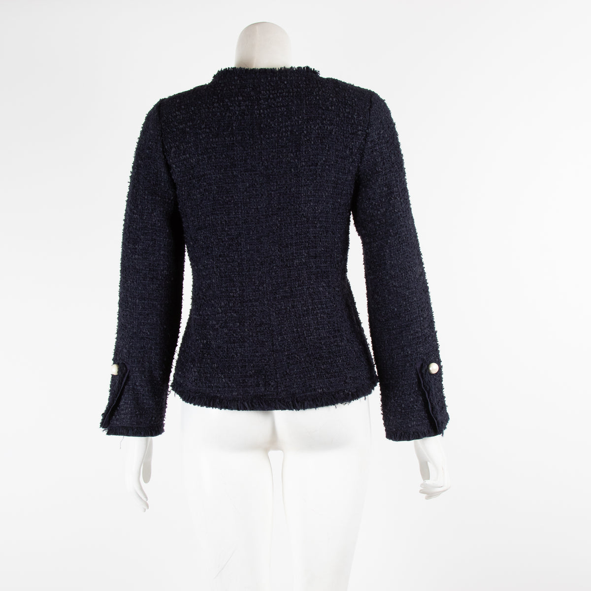 Carolina Herrera Navy Pearl Button Dress With Jacket