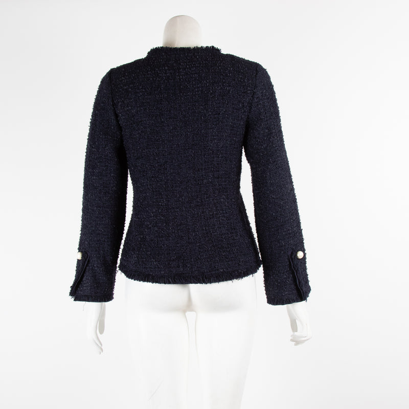 Carolina Herrera Navy Pearl Button Dress With Jacket