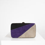 Sergio Rossi Black Purple Grey Suede Box Clutch Bag