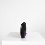 Sergio Rossi Black Purple Grey Suede Box Clutch Bag