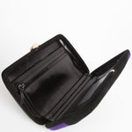 Sergio Rossi Black Purple Grey Suede Box Clutch Bag