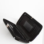Sergio Rossi Black Purple Grey Suede Box Clutch Bag