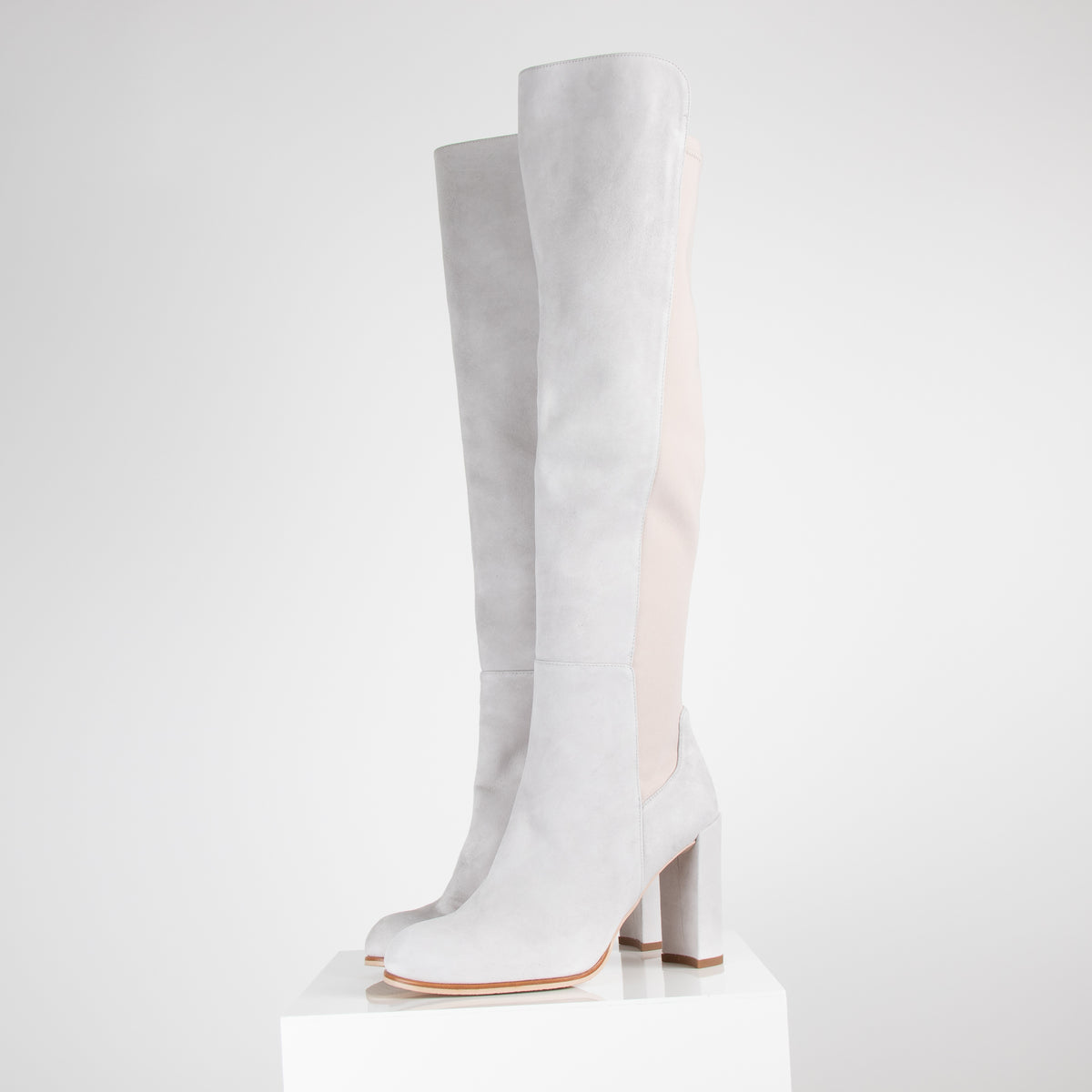 Stuart Weitzman Pale Grey Knee Boots