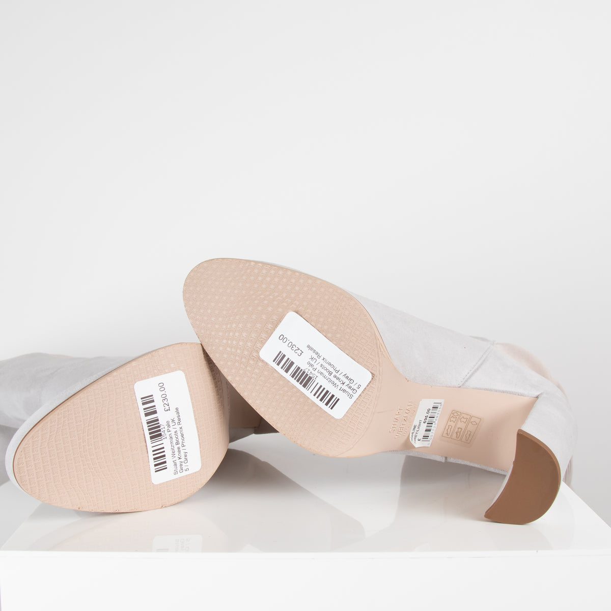 Stuart Weitzman Pale Grey Knee Boots