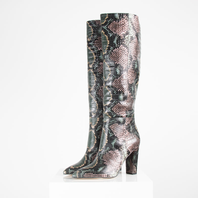 Sam Edelman Green Pink Snakeskin Knee High Boots – Phoenix Style