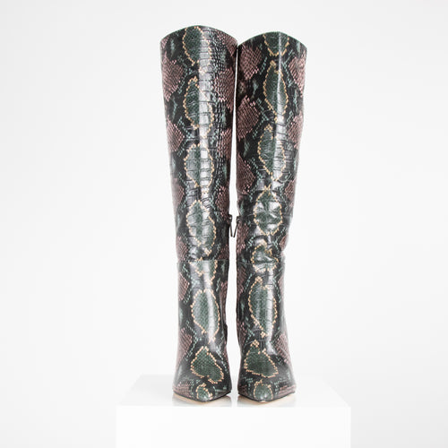 Sam Edelman Green Pink Snakeskin Knee High Boots
