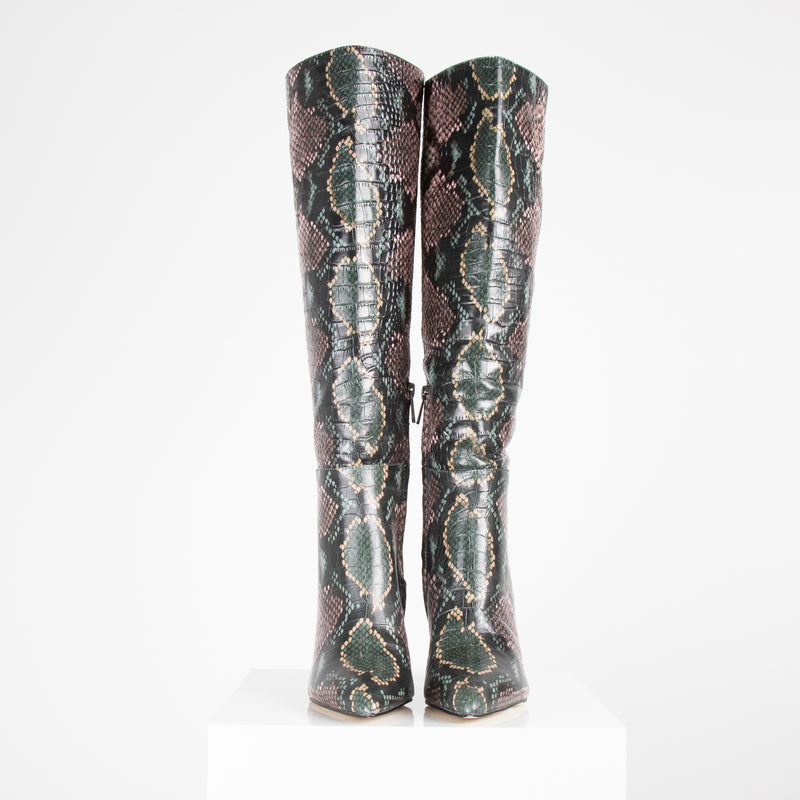 Sam Edelman Green Pink Snakeskin Knee High Boots Phoenix Style