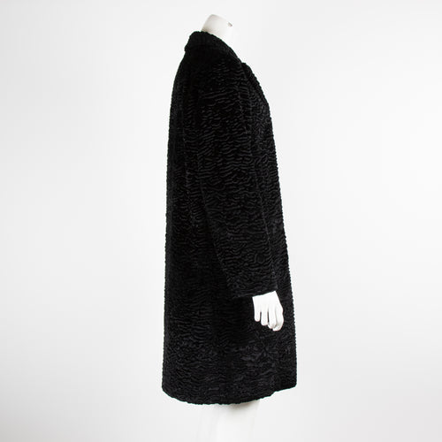 MaxMara Black Shorn Faux Fur Coat