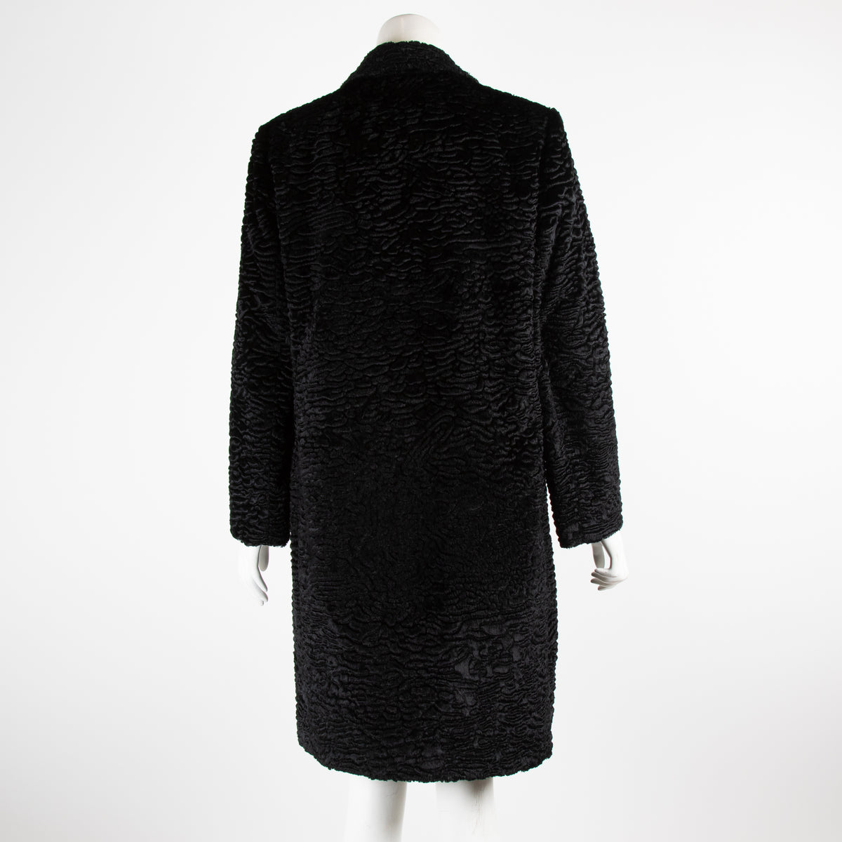 MaxMara Black Shorn Faux Fur Coat