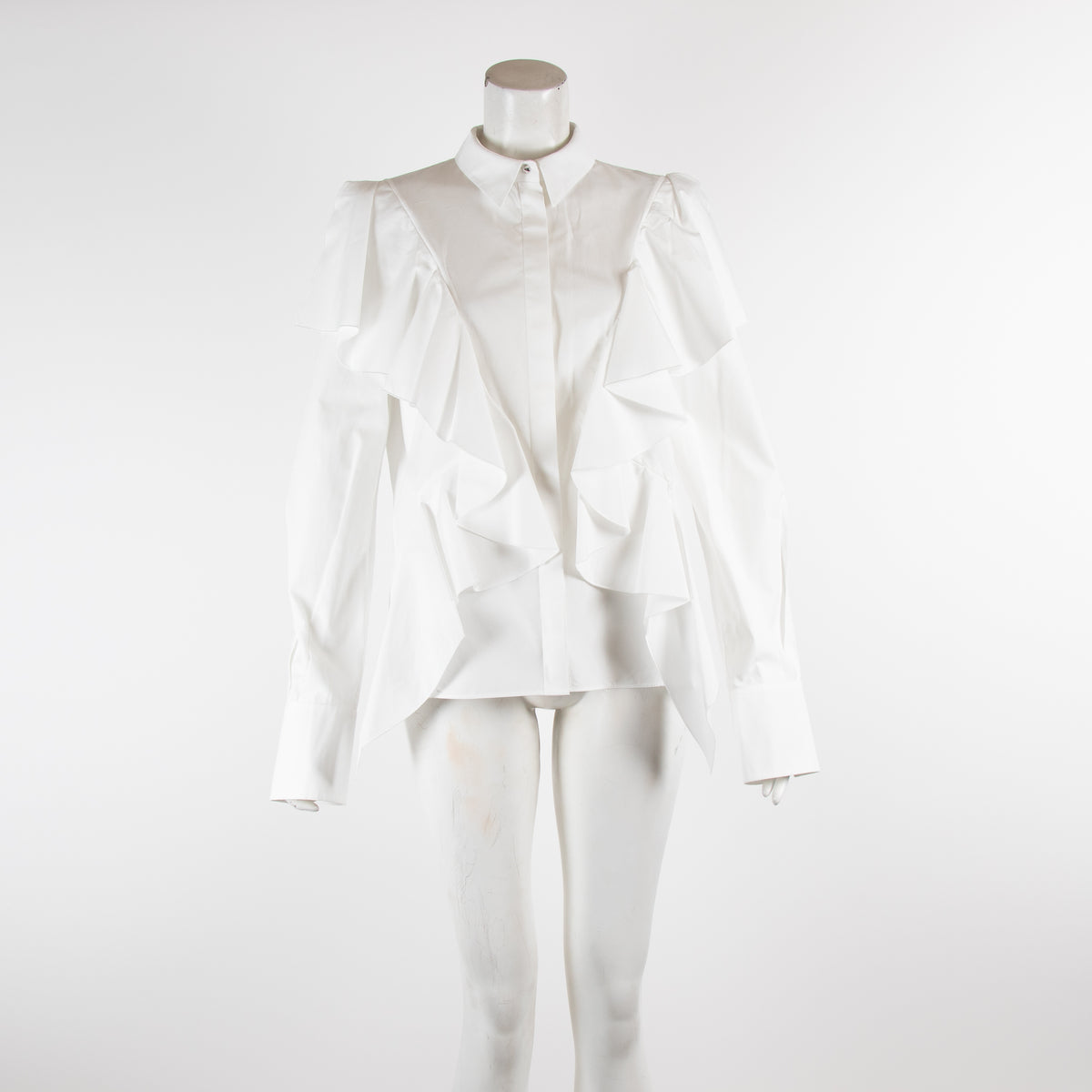 Mugler White Frill Front Shirt