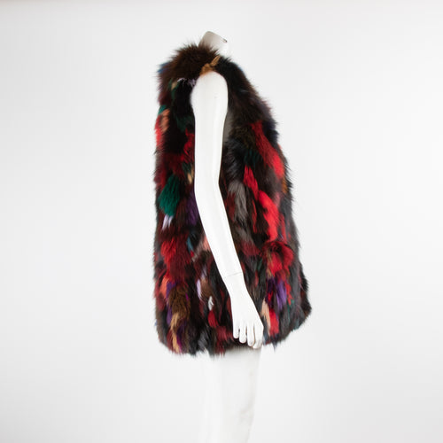 Zadig And Voltaire Multi Coloured Faux Fur Long Gilet